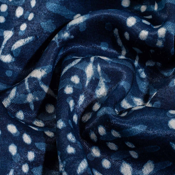 Indigo Colour Dabu Print Mashru Gaji Fabric