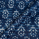 Indigo Colour Dabu Print Mashru Gaji Fabric