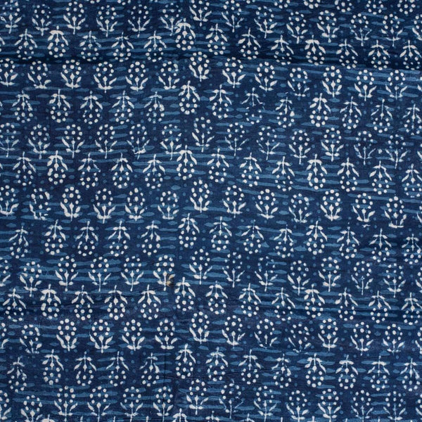 Indigo Colour Dabu Print Mashru Gaji Fabric