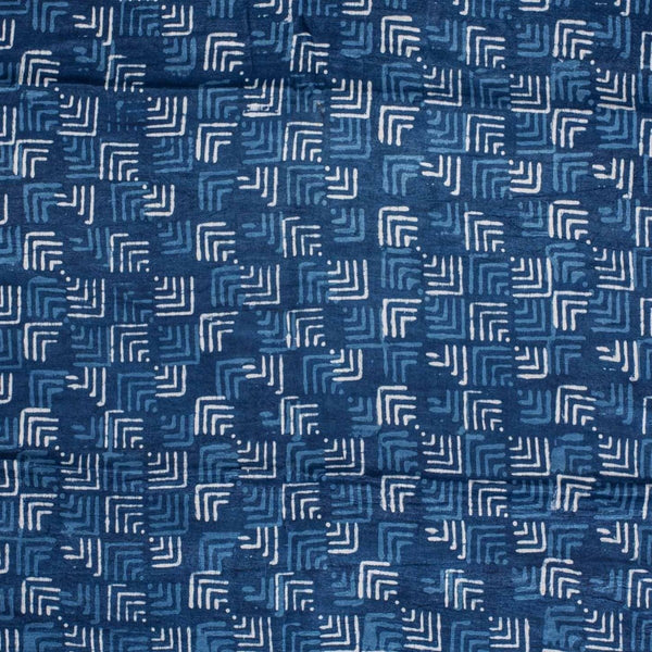 Indigo Colour Dabu Print Mashru Gaji Fabric