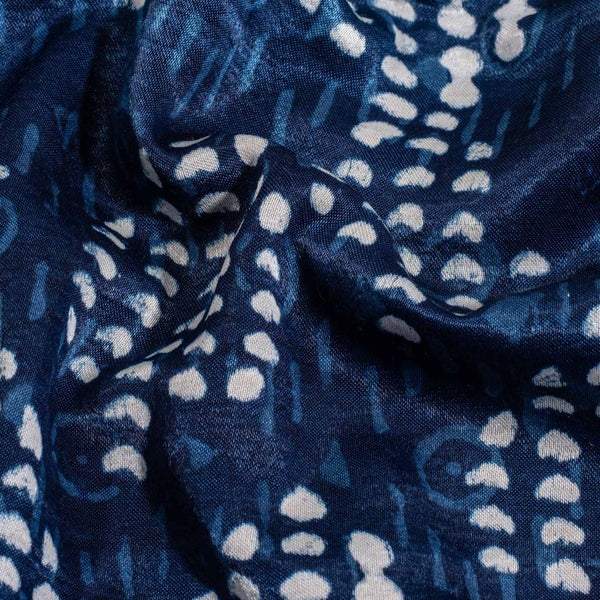 Indigo Colour Dabu Print Mashru Gaji Fabric