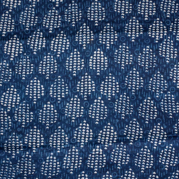 Indigo Colour Dabu Print Mashru Gaji Fabric
