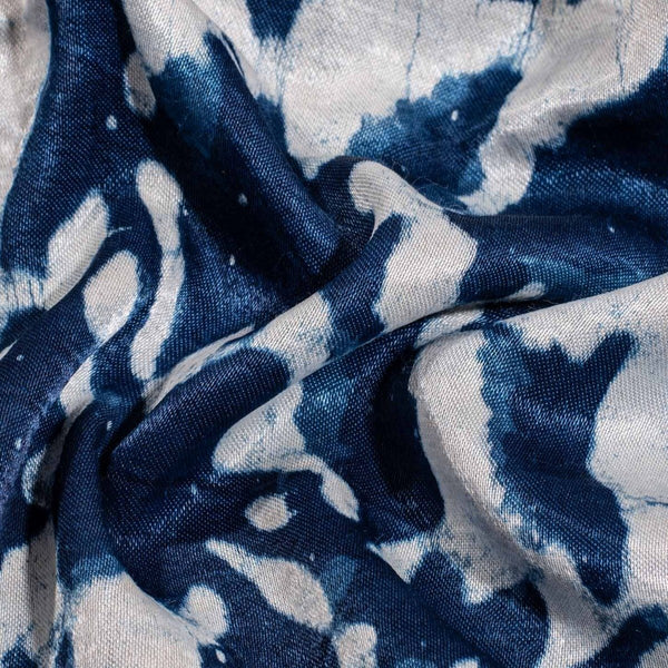 Indigo Colour Dabu Print Mashru Gaji Fabric
