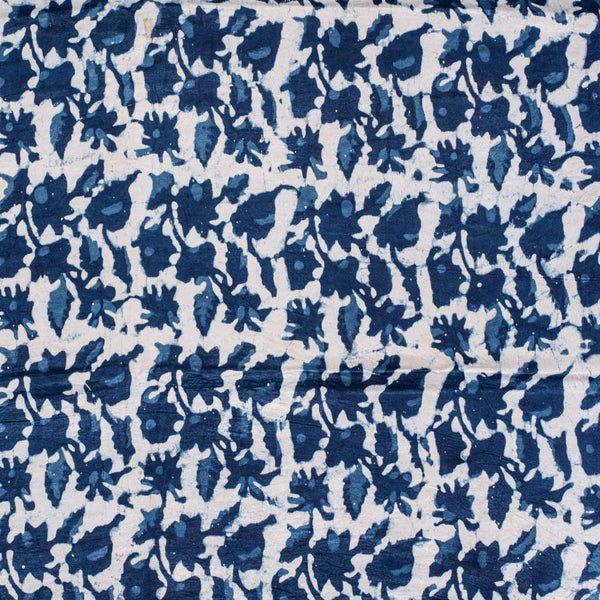 Indigo Colour Dabu Print Mashru Gaji Fabric