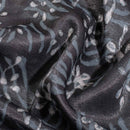Steel Grey Colour Dabu Print Mashru Gaji Fabric