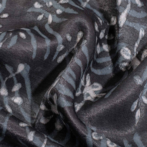 Steel Grey Colour Dabu Print Mashru Gaji Fabric