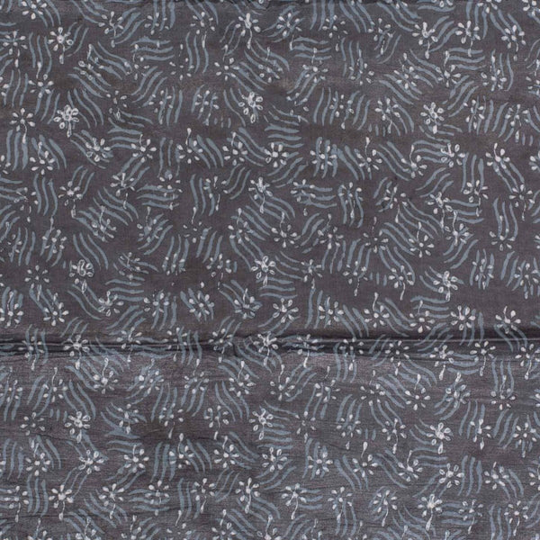 Steel Grey Colour Dabu Print Mashru Gaji Fabric