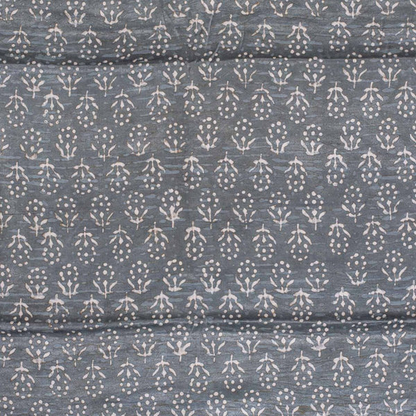 Steel Grey Colour Dabu Print Mashru Gaji Fabric