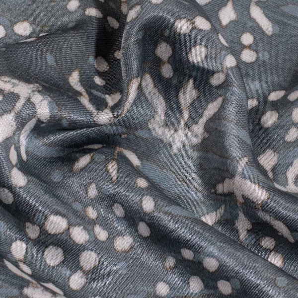 Steel Grey Colour Dabu Print Mashru Gaji Fabric