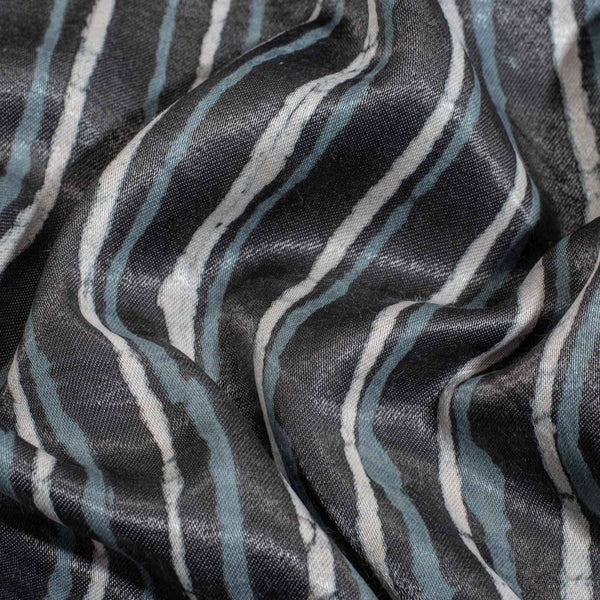 Steel Grey Colour Dabu Print Mashru Gaji Fabric