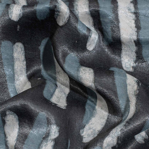 Steel Grey Colour Dabu Print Mashru Gaji Fabric