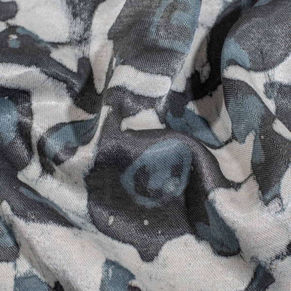 Steel Grey Colour Dabu Print Mashru Gaji Fabric