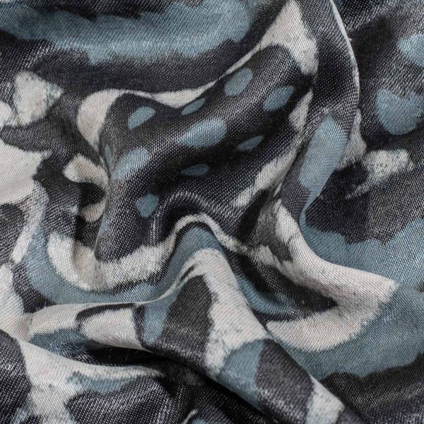 Steel Grey Colour Dabu Print Mashru Gaji Fabric