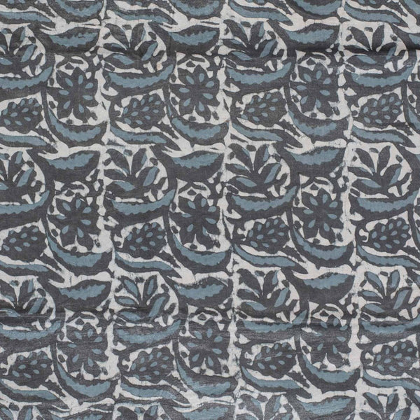 Steel Grey Colour Dabu Print Mashru Gaji Fabric