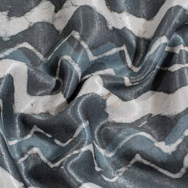 Steel Grey Colour Dabu Print Mashru Gaji Fabric