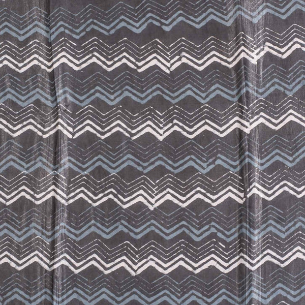 Steel Grey Colour Dabu Print Mashru Gaji Fabric