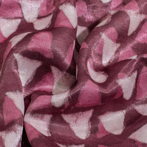 Dusty Rose Colour Dabu Print Mashru Gaji Fabric