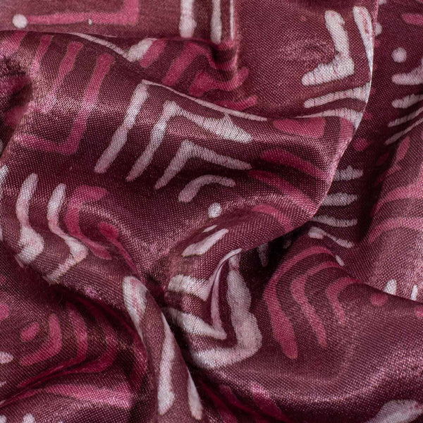 Dusty Rose Colour Dabu Print Mashru Gaji Fabric
