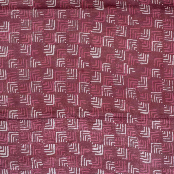 Dusty Rose Colour Dabu Print Mashru Gaji Fabric