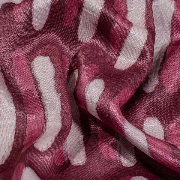 Dusty Rose Colour Dabu Print Mashru Gaji Fabric
