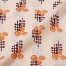 Cream Colour Floral Butta Print Slub Cotton Fabric