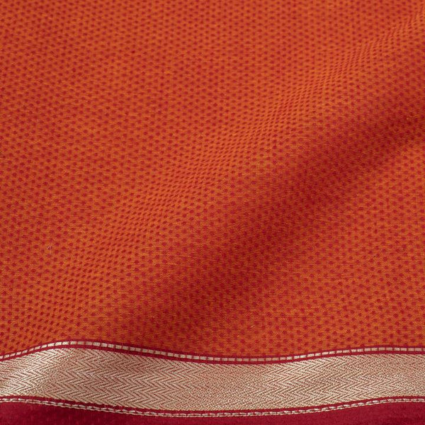 Saffron Orange Colour Golden Dobby Border Jacquard Cotton Fabric