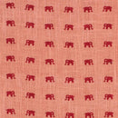 Peach Colour Elephant Motif Print Slub Cotton Fabric