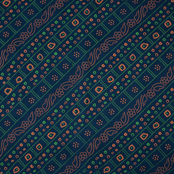 Navy Blue Colour Bandhani Print Cotton Fabric 