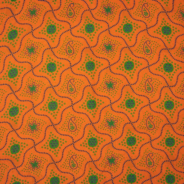 Fanta Orange Colour Bandhani Print Cotton Fabric 