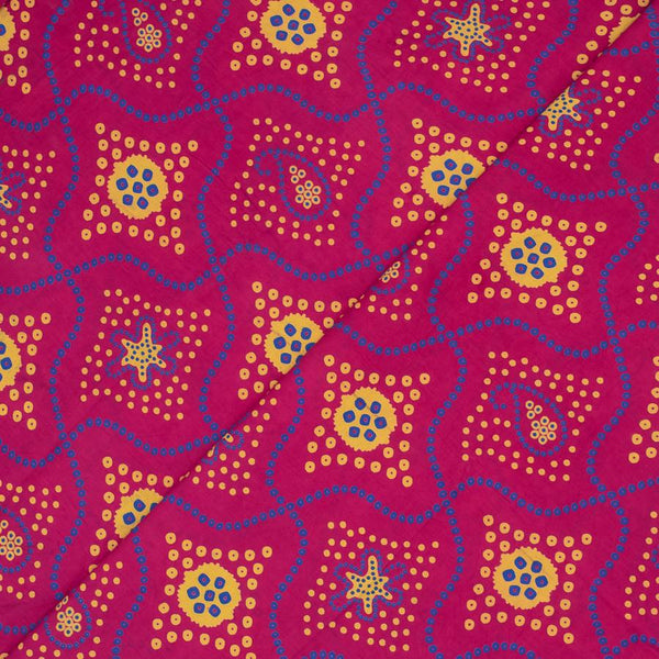 Rani Pink Colour Bandhani Print Cotton Fabric 