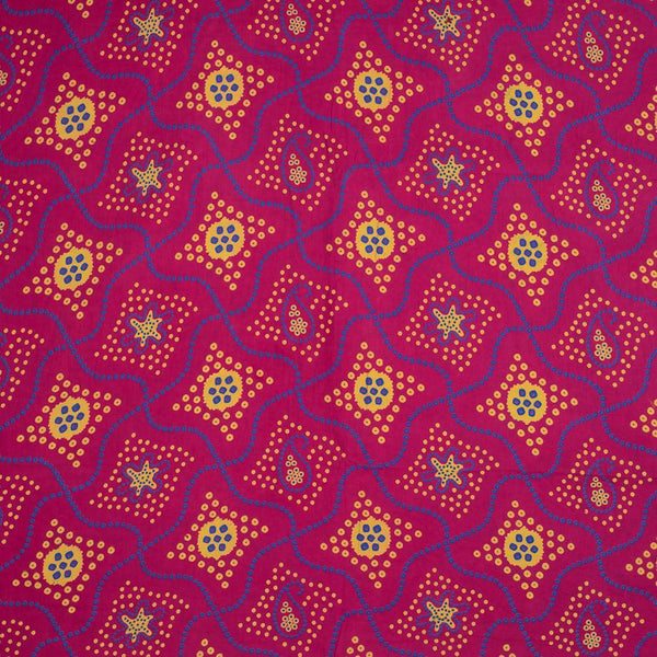 Rani Pink Colour Bandhani Print Cotton Fabric 
