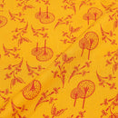 Mustard Colour Leaves Print Flex Cotton Fabric