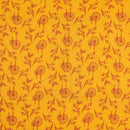 Mustard Colour Leaves Print Flex Cotton Fabric