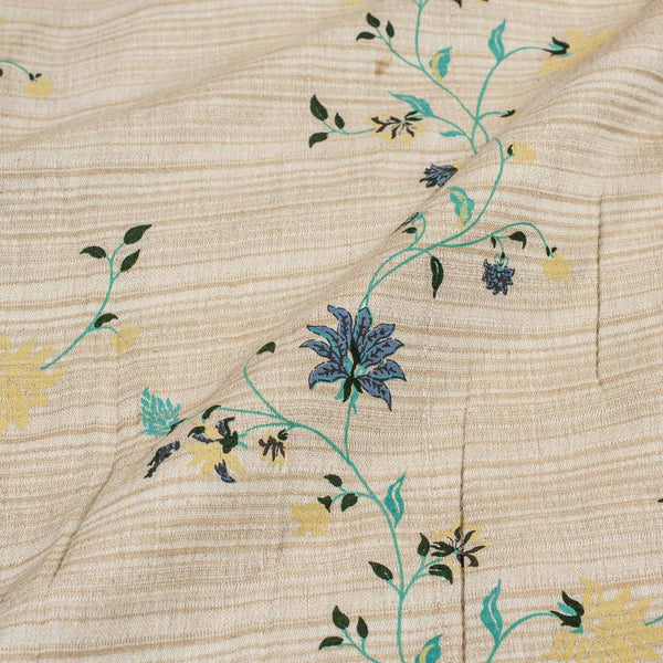 Off White Colour Floral Jaal Print Cotton Jacquard Fabric 