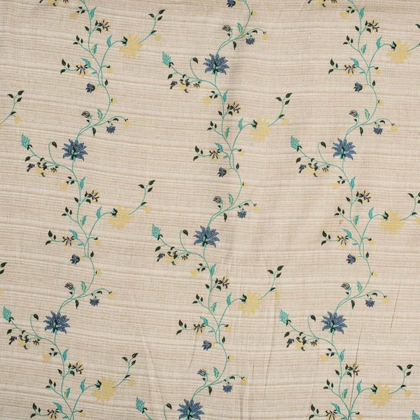 Off White Colour Floral Jaal Print Cotton Jacquard Fabric 