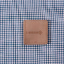 White And Blue Small Checks  Slub Cotton Fabric