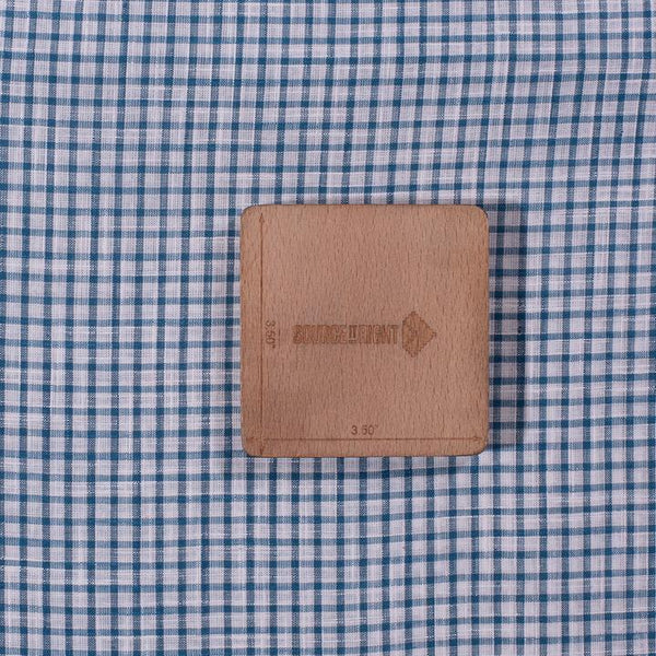 White And Blue Small Checks  Slub Cotton Fabric