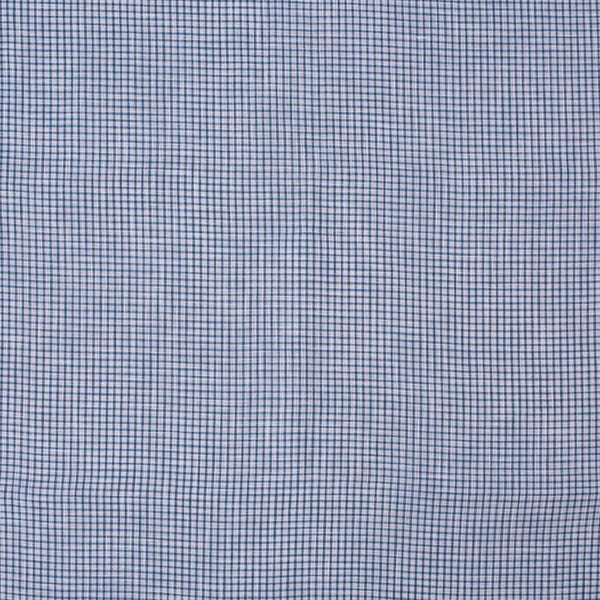 White And Blue Small Checks  Slub Cotton Fabric
