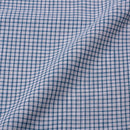 White And Blue Small Checks  Slub Cotton Fabric