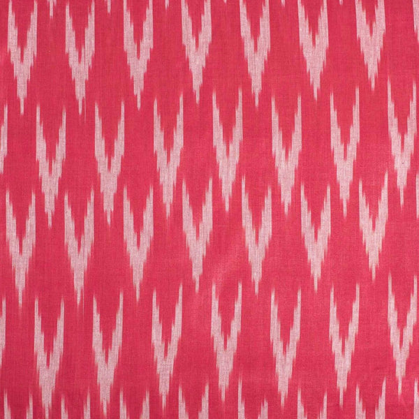 Coral Red Colour Woven Ikat Type Cotton Fabric