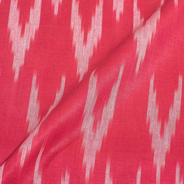Coral Red Colour Woven Ikat Type Cotton Fabric