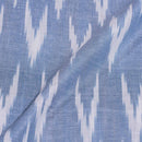Light Blue Colour Woven Ikat Type Cotton Fabric