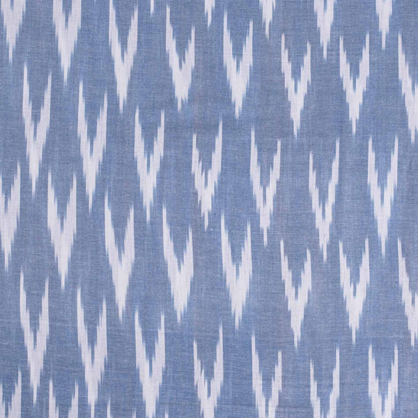 Light Blue Colour Woven Ikat Type Cotton Fabric