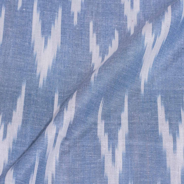 Light Blue Colour Woven Ikat Type Cotton Fabric