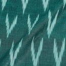 Peacock Green Colour Woven Ikat Type Cotton Fabric