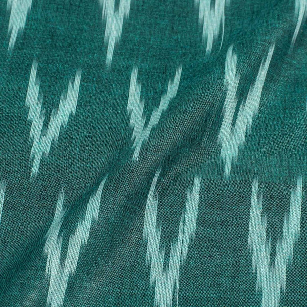 Peacock Green Colour Woven Ikat Type Cotton Fabric