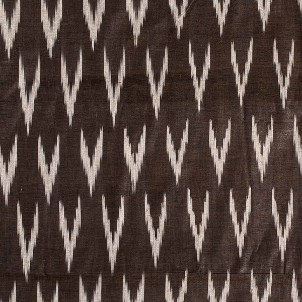 Dark Brown Colour Woven Ikat Type Cotton Fabric
