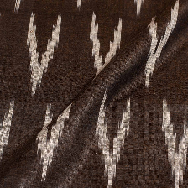Dark Brown Colour Woven Ikat Type Cotton Fabric