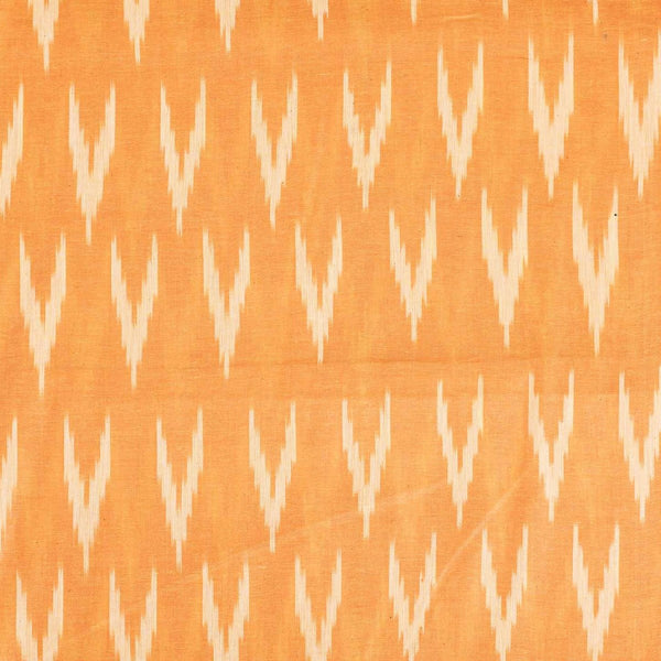 Golden Orange Colour Woven Ikat Type Cotton Fabric