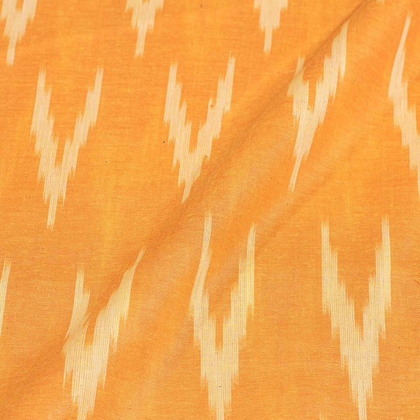 Golden Orange Colour Woven Ikat Type Cotton Fabric